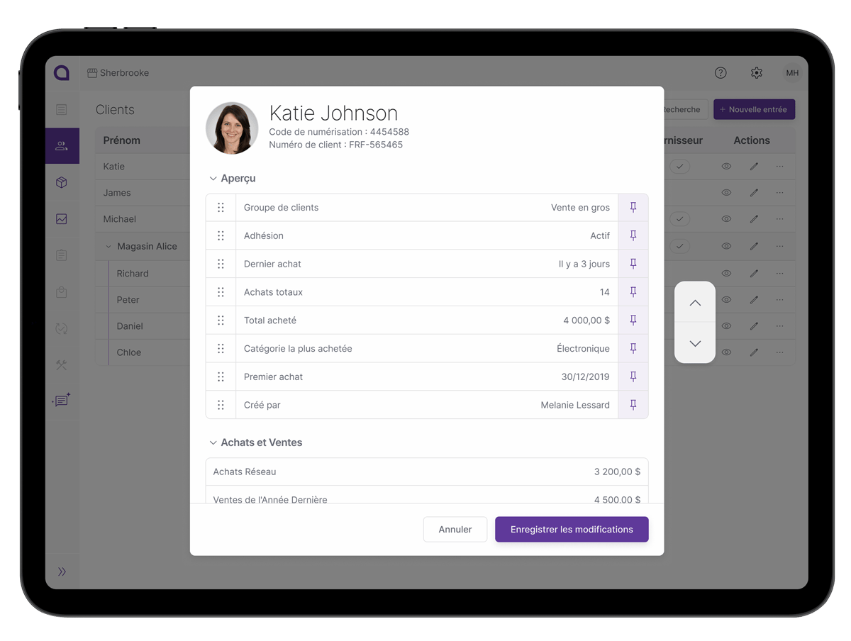 Alice POS-Gestion des contacts